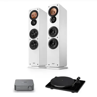 Teufel Ultima 40 MK IV + WiiM Amp Pro + Pro-Ject E1 Phono czarny