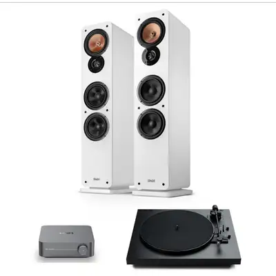 Teufel Ultima 40 MK IV + WiiM Amp Pro + Pro-Ject A 1.2 - gramofon półautomatyczny